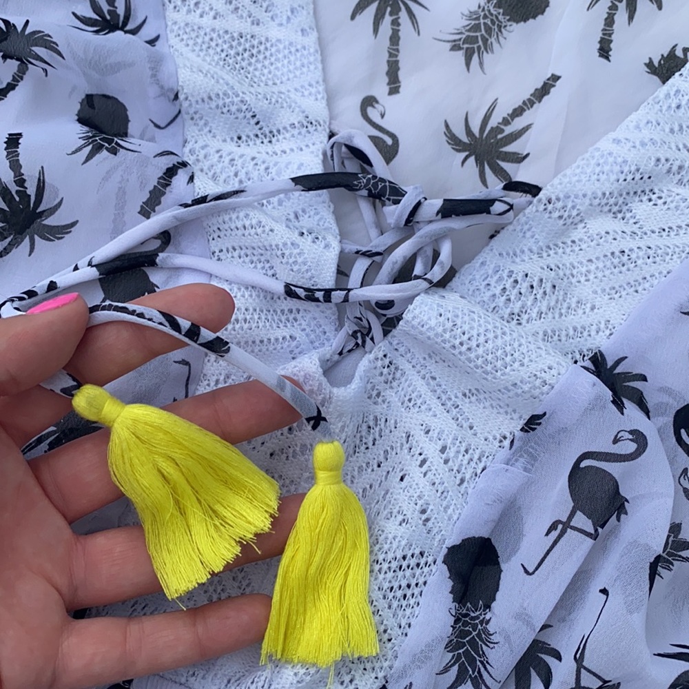 Miken Swim pineapple & palm tree tassel cover up - Picture 3 of 5